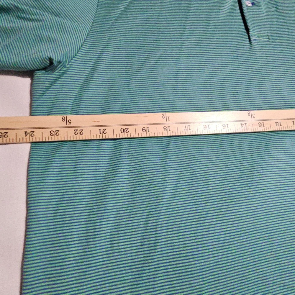 Ralph Lauren Polo Shirt Mens XL Green Blue Striped Short Sleeve Classic Fit Logo